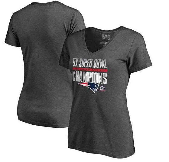 Women New England Patriots Pro Line by Fanatics Branded 5 Time Super Bowl Champions V Neck T-Shirt Heathered Gray FengYun,We sell and wholesale Women New England Patriots Pro Line by Fanatics Branded 5 Time Super Bowl Champions V Neck T-Shirt Heathered Gray FengYun on line form chian!